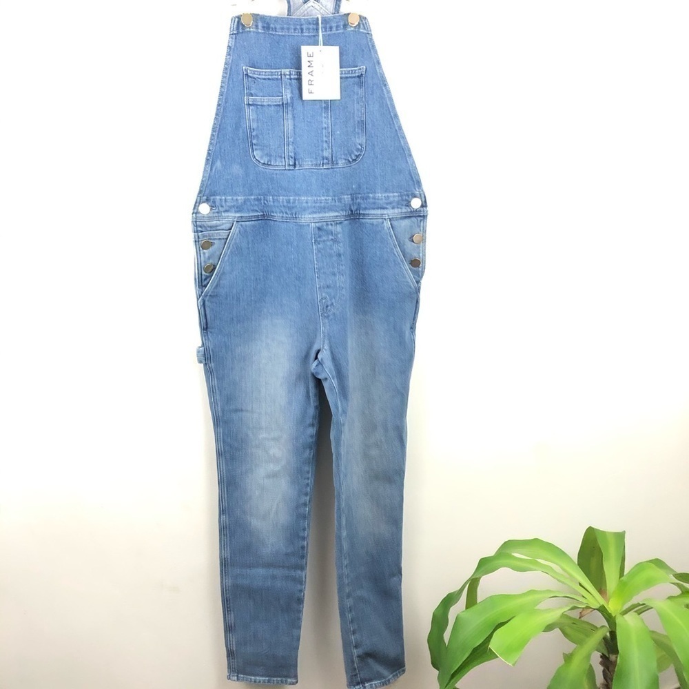 Frame Denim Blue Crop Boyfriend Overalls XS - Picture 4 of 9